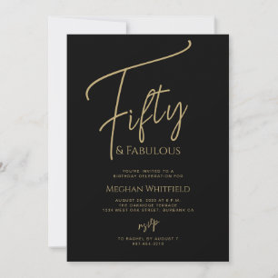 Fifty and Fabulous Gold Script 50th Birthday Party Invitation