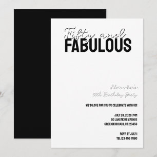 Fifty and Fabulous Minimal 50th Birthday Party Invitation