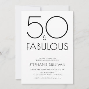 Fifty and Fabulous Minimal 50th Birthday Party Invitation