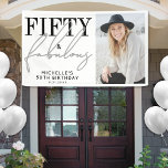 Fifty And Fabulous Modern 50th Birthday Party Banner<br><div class="desc">Celebrate in style with this modern party banner, perfect for a “Fifty & Fabulous” birthday celebration or any milestone event. The design on the left side features the phrase “FIFTY & Fabulous” with “FIFTY” in bold black serif font and “fabulous” in soft grey handwritten script for a chic black-and-white look....</div>