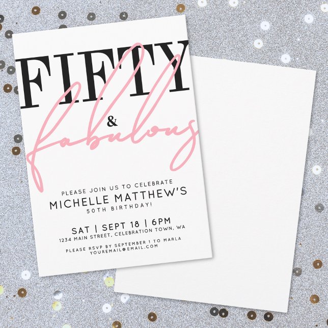 Fifty And Fabulous Modern 50th Birthday Party Invitation (Fifty And Fabulous Modern 50th Birthday Party Invitation)