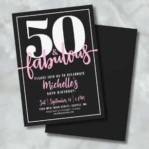 Fifty And Fabulous Modern 50th Birthday Party Invitation