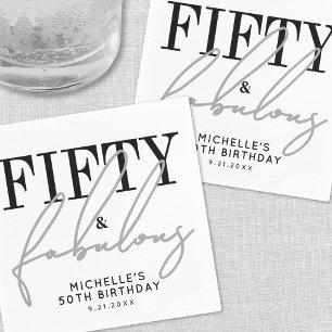 Fifty And Fabulous Modern 50th Birthday Party Napkin