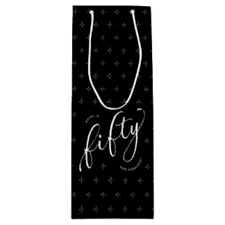 Fifty and Fabulous Modern Black 50th Birthday Wine Gift Bag