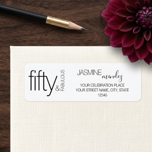 Fifty and Fabulous Modern Black and White Address