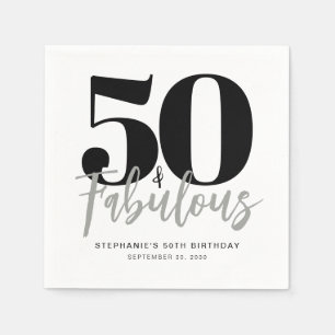 Fifty and Fabulous Name Date 50th Birthday Party Napkin