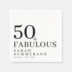 Fifty and Fabulous Name Date 50th Birthday Party Napkin