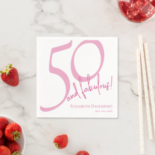 Fifty and Fabulous Name Date 50th Birthday Party Napkin