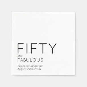 Fifty and Fabulous Name Date 50th Birthday Party Napkin