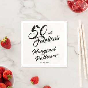 Fifty and Fabulous Name Date 50th Birthday Party Napkin