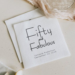 Fifty and Fabulous Name Date 50th Birthday Party Napkin