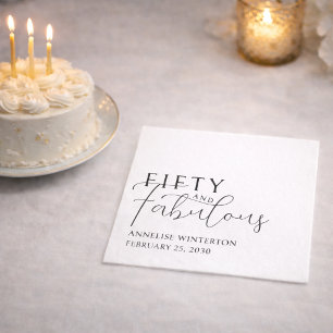 Fifty and Fabulous Name Date 50th Birthday Party Napkin