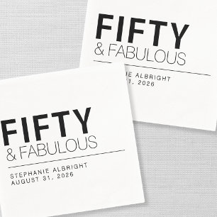 Fifty and Fabulous Name Date 50th Birthday Party Napkin