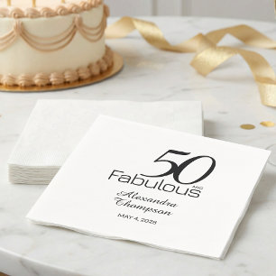 Fifty and Fabulous Name Date 50th Birthday Party Napkin