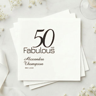 Fifty and Fabulous Name Date 50th Birthday Party Napkin