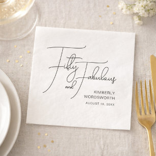 Fifty and Fabulous Name Date 50th Birthday Party Napkin