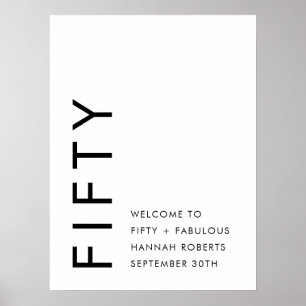 Fifty and Fabulous Name Date 50th Birthday Party Poster