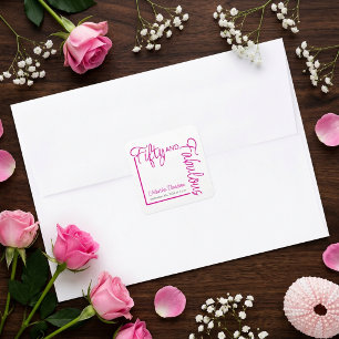 Fifty and Fabulous Name Date 50th Birthday Party S Square Sticker