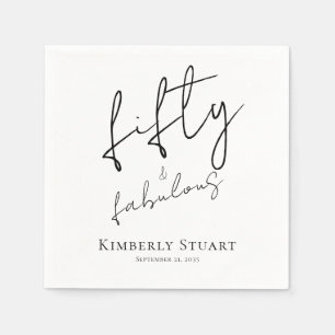 Fifty and Fabulous Name Date Script 50th Birthday Napkin