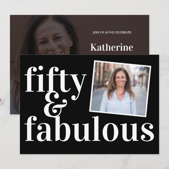 Fifty and Fabulous Photo 50th Birthday Invitation (Front/Back)