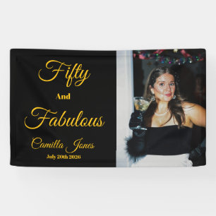 Fifty and Fabulous Photo 50th Birthday Party  Banner
