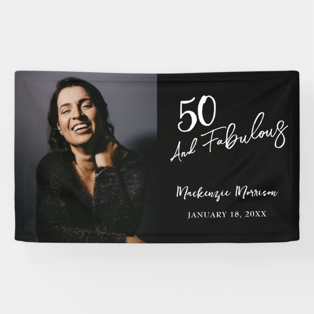 Fifty and Fabulous Photo 50th Birthday Party Banner (Horizontal)