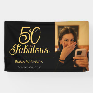 Fifty and Fabulous Photo 50th Birthday Party Banner