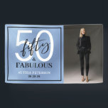 Fifty and Fabulous Photo 50th Birthday Party Banner<br><div class="desc">Modern Minimal Fifty and Fabulous dusty blue foil,  black and white 3' x 5' photo 50th birthday party banner sign that you can personalize for your fiftieth birthday party celebration. The words "Fifty and Fabulous" are set using trending bold font typography.</div>