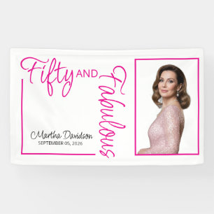 Fifty and Fabulous Photo 50th Birthday Party Banner