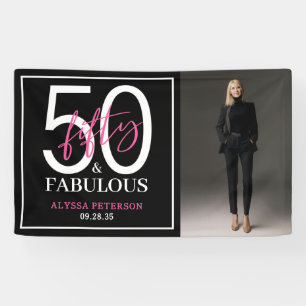 Fifty and Fabulous Photo 50th Birthday Party Banner