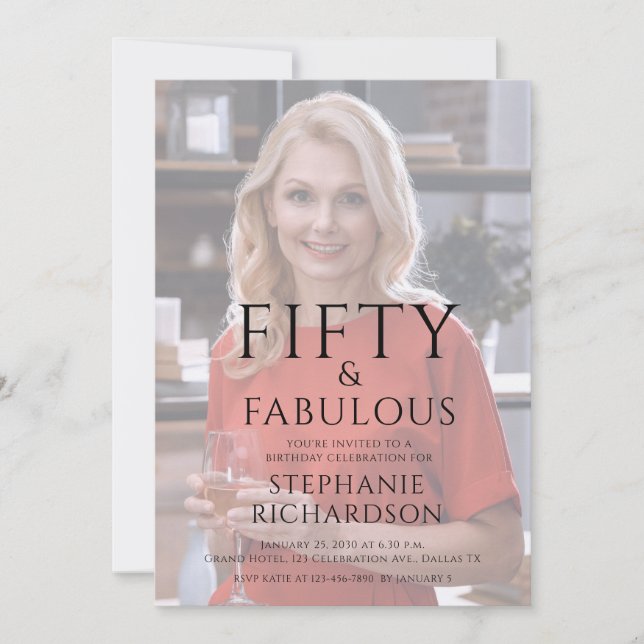 Fifty and Fabulous Photo 50th Birthday Party  Invitation (Front)