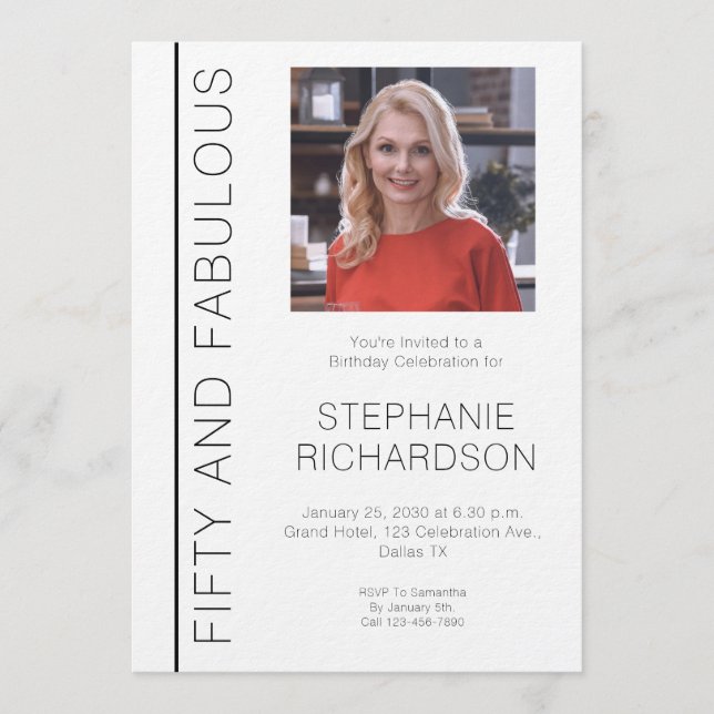 Fifty and Fabulous Photo 50th Birthday Party Invitation (Front)