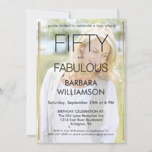 Fifty and Fabulous Photo 50th Birthday Party  Invitation