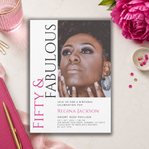 Fifty And Fabulous Photo 50th Birthday Party  Invitation