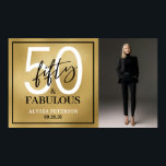 Fifty and Fabulous Photo 50th Birthday Party Poster<br><div class="desc">Modern Minimal Fifty and Fabulous gold foil,  black and white photo 50th birthday party poster sign that you can personalize for your fiftieth birthday party celebration. The words "Fifty and Fabulous" are set using trending bold font typography. Text colors can be changed using the edit menu.</div>