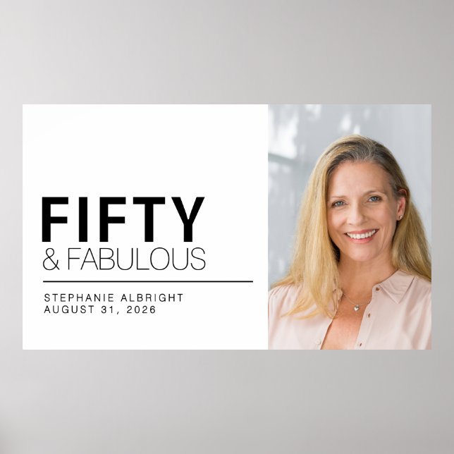 Fifty and Fabulous Photo 50th Birthday Party Poster (Front)