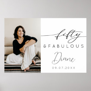 Fifty and Fabulous Photo 50th Birthday Party  Poster