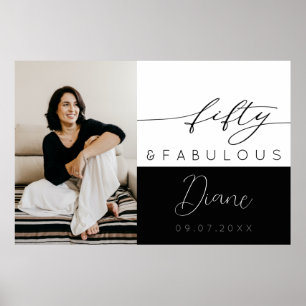 Fifty and Fabulous Photo 50th Birthday Party  Poster