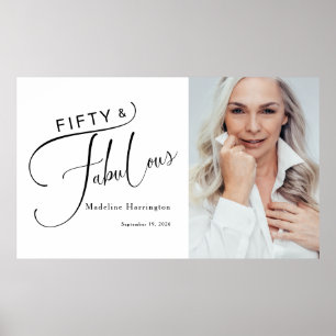 Fifty and Fabulous Photo 50th Birthday Party Poster