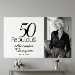 Fifty and Fabulous Photo 50th Birthday Party Poster<br><div class="desc">Modern Minimal Fifty and Fabulous black photo 50th birthday party poster sign that you can personalize for your fiftieth birthday party celebration. The words "Fifty and Fabulous" are set using trending bold font typography. . Text colors can be changed using the edit menu.</div>
