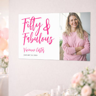 Fifty and Fabulous Photo 50th Birthday Party Poster