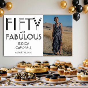 Fifty and Fabulous Photo 50th Birthday Party Poster