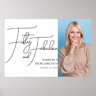 Fifty and Fabulous Photo 50th Birthday Party Poster