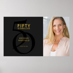 Fifty and Fabulous Photo 50th Birthday Party Poster