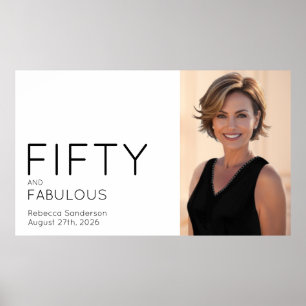 Fifty and Fabulous Photo 50th Birthday Party Poster