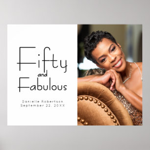 Fifty and Fabulous Photo 50th Birthday Party Poster