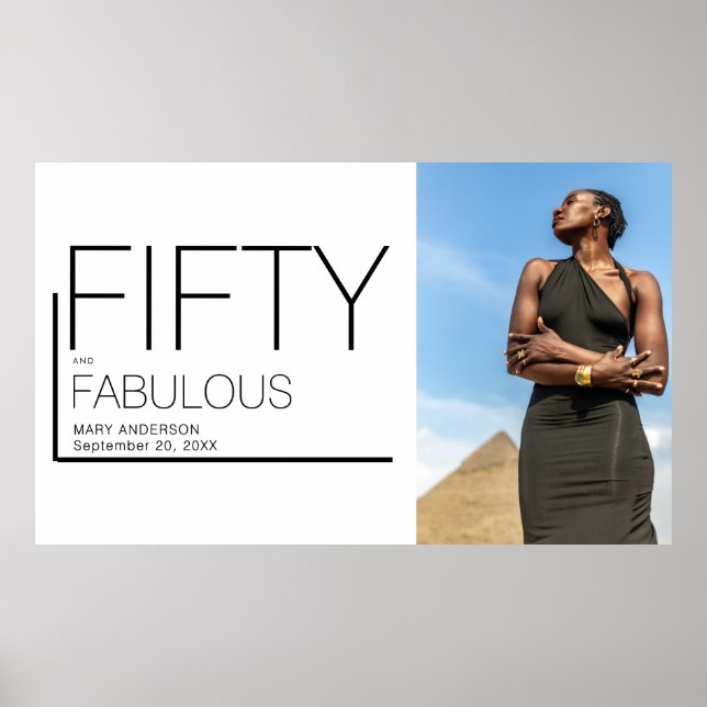 Fifty and Fabulous Photo 50th Birthday Party Poster (Front)