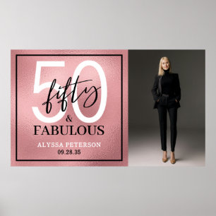 Fifty and Fabulous Photo 50th Birthday Party Poster