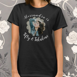 Fifty and fabulous photo monogram calligraphy  T-Shirt