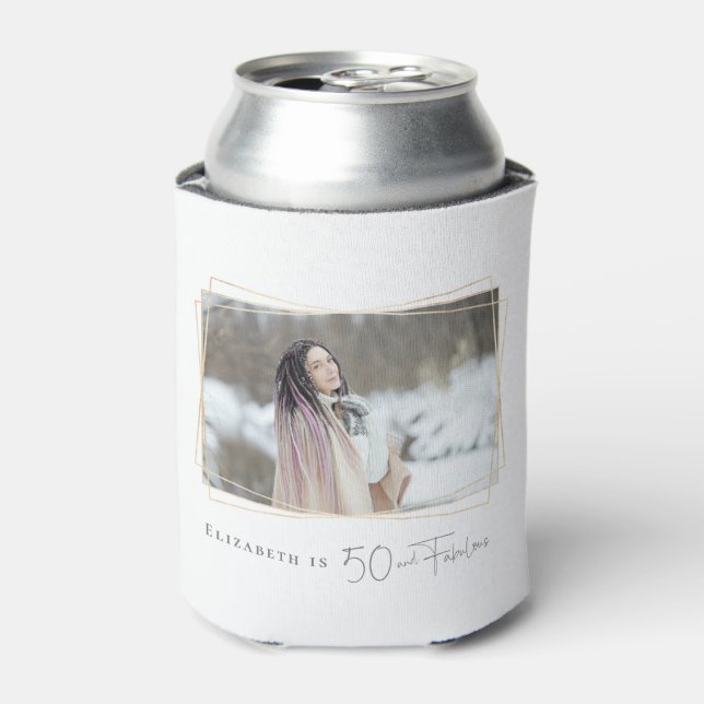Fifty and Fabulous Photo Name  Can Cooler (Can Front)